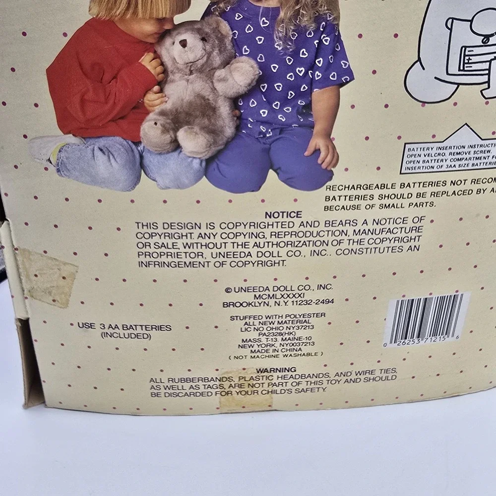 Rare Vintage Uneeda Talking Teddy Bear‎ 12